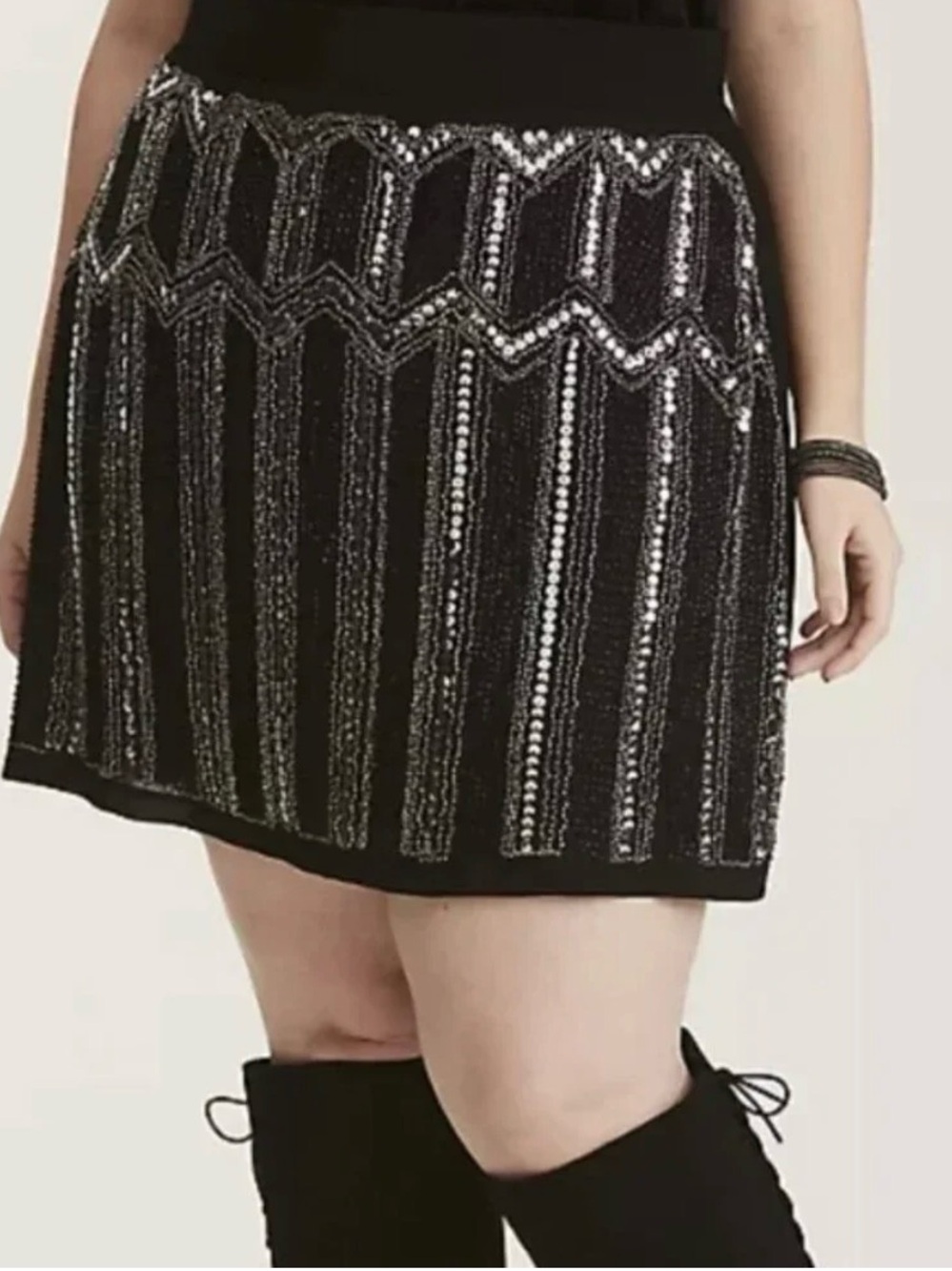 torrid Black Sequin Patterned Mini Skirt
